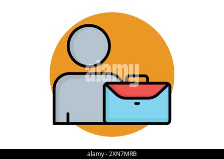Icône employé. homme avec mallette. icône associée à représenter. style d'icône de contour coloré. illustration vectorielle des éléments métier Illustration de Vecteur
