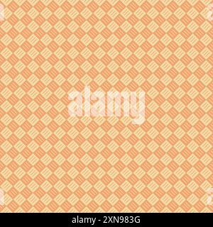Motif sans couture avec de petits carrés, chacun contenant des lignes horizontales espacées uniformément, alternant dans deux nuances de beige et d'orange Illustration de Vecteur