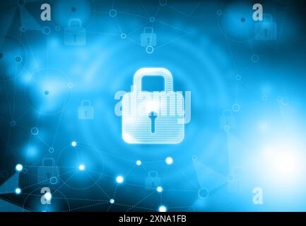 Image d'arrière-plan de la sécurité Internet. Cadenas fermé en arrière-plan de technologie numérique. Concept de sécurité. Illustration numérique Banque D'Images
