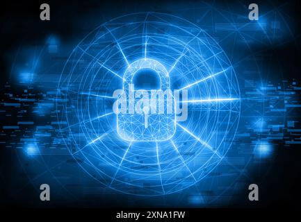 Image d'arrière-plan de la sécurité Internet. Cadenas fermé en arrière-plan de technologie numérique. Concept de sécurité. Illustration numérique Banque D'Images
