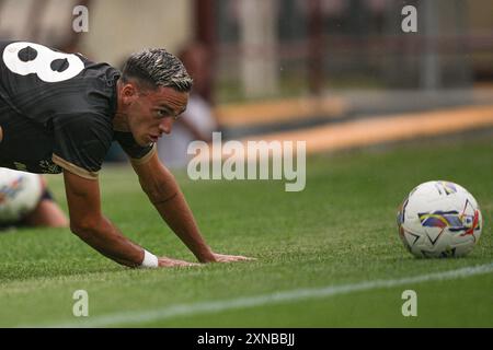 Saint Vincent, Italie. 30 juillet 2024. Gabriele Zappa de Cagliari lors du match de football de pré-saison entre Cagliagli et Catanzaro au Stadio Perucca à Saint-Vincent, au nord-ouest de l'Italie - mardi 30 juillet 2024. Sport - Soccer . (Photo de Marco Alpozzi/Lapresse) crédit : LaPresse/Alamy Live News Banque D'Images