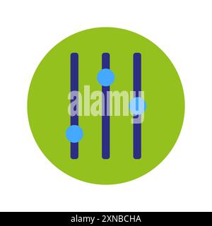 Vecteur d'icône de paramètres. Symbole de curseur bleu. Fond de cercle vert. Outil de réglage. Illustration de Vecteur