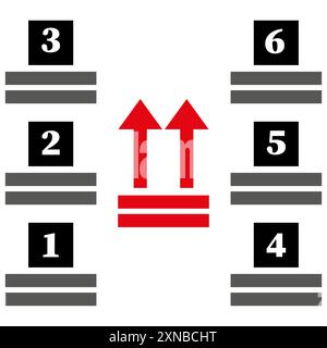 Vecteur de diagramme de flux de travail. Étapes numérotées avec des flèches. Design noir, rouge et gris. Illustration du processus. Illustration de Vecteur