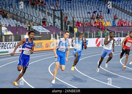 Filippo Tortu (Italie), médaille d'argent du 200m masculin et médaille d'or du relais 4x100m aux Championnats d'Europe d'athlétisme Roma 2024, stade Olympique, Rome, Italie Banque D'Images