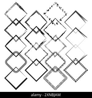Variété de cadres carrés. Noir et blanc. Différents styles. Illustration vectorielle. Illustration de Vecteur