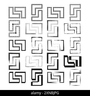 Formes géométriques abstraites. Motifs variés. Icônes vectorielles. Éléments de design monochromes. Illustration de Vecteur