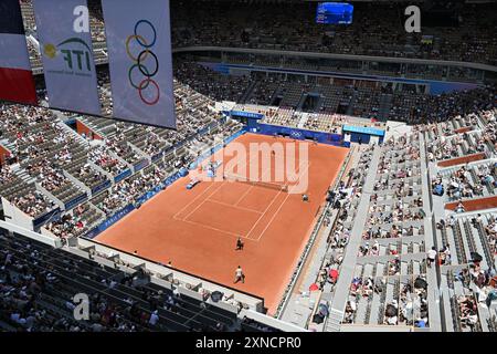 Paris, France. 31 juillet 2024. Olympia, Paris 2024, Tennis, célibataires, femmes, quarts de finale, Kerber (Allemagne) - Zheng (Chine), Angelique Kerber en action contre Zheng Qinwen (R). Crédit : Sven Hoppe/dpa/Alamy Live News Banque D'Images