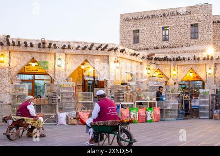 Le peuple qatari fait du shopping au marché aux oiseaux traditionnel Souq Waqif. Qatar, moyen-Orient Banque D'Images