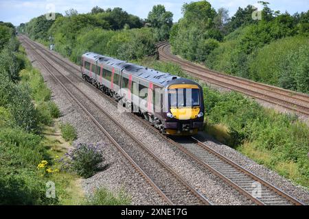 Arriva CrossCountry Adtranz construit TurboStar 170637 forme le 09:49 Gloucester à Nottingham le 26 juillet 2024 à l'approche de North Stafford Junction Banque D'Images