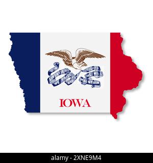 Illustration de la carte du drapeau de l'État de l'Iowa Banque D'Images