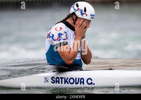 Vaires sur Marne, France. 31 juillet 2024. Gabriela Satkova, de la République tchèque, participe à la finale féminine de canoë aux Jeux Olympiques de Paris, France, le 31 juillet 2024. Crédit : Ondrej Deml/CTK photo/Alamy Live News Banque D'Images