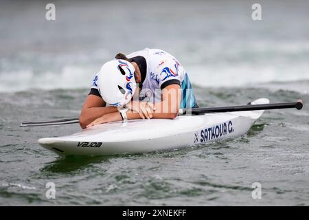 Vaires sur Marne, France. 31 juillet 2024. Gabriela Satkova, de la République tchèque, participe à la finale féminine de canoë aux Jeux Olympiques de Paris, France, le 31 juillet 2024. Crédit : Ondrej Deml/CTK photo/Alamy Live News Banque D'Images