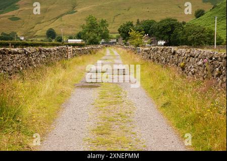 Piste murée dans le nord du Lake District menant au village de Mosedale, Royaume-Uni Banque D'Images