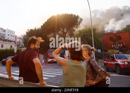 Roma, Italie. 31 juillet 2024. Incendio nei pressi del tribunale nella zona Monte Mario a Roma, Italia - Cronaca - Mercoled&#xec ; 31 Luglio 2024 (foto Cecilia Fabiano/LaPresse) incendie près du palais de justice dans le quartier Monte Mario de Rome, Italie - chronique - mercredi 31 juillet 2024 (photo Cecilia Fabiano/LaPresse) crédit : LaPresse/Alamy Live News Banque D'Images