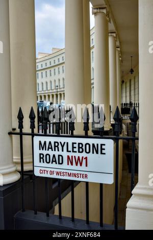 Marylebone Road Street Sign, ville de Westminster, Londres, Angleterre, Royaume-Uni Banque D'Images