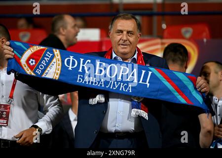 Banja Luka, Bosnie-Herzégovine. , . Milorad Dodik Président de la République Srpska avant le 2ème tour de qualification de l'UEFA Champions League, 2ème match de football entre Borac Banja Luka (Bosnie-Herzégovine) et PAOK Thessalonique (Grèce) au Gradski Stadion Banja Luka, Banja Luka, BiH. (Igor Kupljenik/SPP) crédit : SPP Sport Press photo. /Alamy Live News Banque D'Images