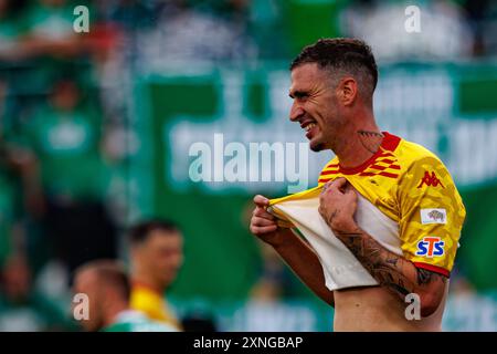 Radom, Pologne. 27 juillet 2024. Adrian Dieguez (Jagiellonia) vu pendant le match PKO BP Ekstraklasa entre les équipes de Radomiak Radom et Jagiellonia Bialystok au Stadion Miejski im. Braci Czachorow. Score final : Radomiak Radom 2 : 3 Jagiellonia Bialystok (photo de Maciej Rogowski/SOPA images/Sipa USA) crédit : Sipa USA/Alamy Live News Banque D'Images