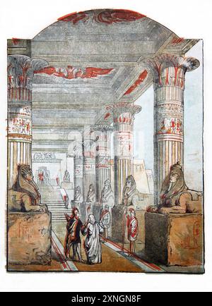 Illustration de Joseph amenant son Père Jacob à rencontrer le Pharaon de l'histoire de Joseph un livre indestructible et lavable du XIXe siècle dans Oil Co Banque D'Images