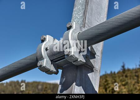 Détail du joint en acier technique Skybridge 721 passerelle suspendue Banque D'Images