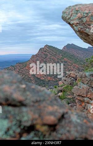 Aube au sommet du mont Ohlssen Bagge, parc national des Ikara-Flinders Ranges Banque D'Images