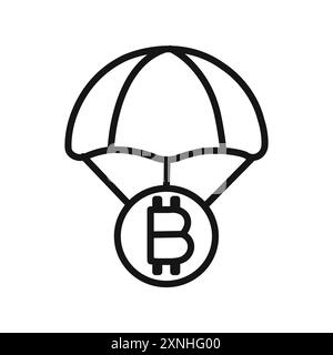 Icône Bitcoin Airdrop icône graphique vectorielle linéaire signe ou symbole défini pour l'interface utilisateur de l'application Web Illustration de Vecteur