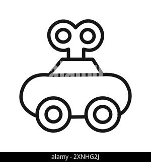 Icône de jouet de voiture Clockwork signe graphique vectoriel linéaire ou symbole défini pour l'interface utilisateur de l'application Web Illustration de Vecteur