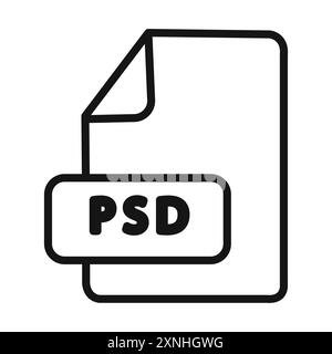 Icône de format de fichier PSD signe graphique vectoriel linéaire ou symbole défini pour l'interface utilisateur de l'application Web Illustration de Vecteur