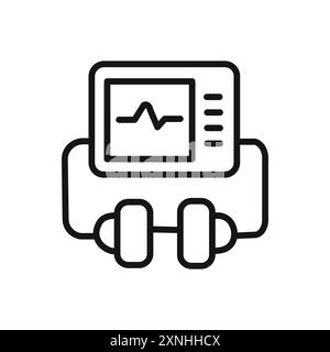 Icône de défibrillateur de secours symbole graphique vectoriel linéaire défini pour l'interface utilisateur de l'application Web Illustration de Vecteur