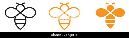 Collection d'ensemble de logo de conception Web d'icône de Honey Bee dans le vecteur plat Illustration de Vecteur