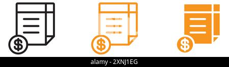 Collection d'ensemble de logo d'icône de conception de Web de document de facture dans le vecteur plat Illustration de Vecteur