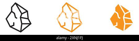Rock Stone Crystal Web design logo Set collection dans le vecteur plat Illustration de Vecteur