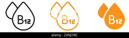 Collection d'ensemble de logo de conception de Web d'icône de vitamine B12 Drop dans le vecteur plat Illustration de Vecteur