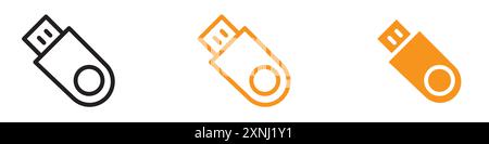 Clé USB icône Web design logo Set collection dans le vecteur plat Illustration de Vecteur