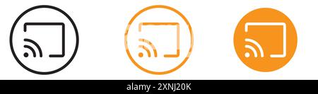 Collection d'ensemble de logo de conception Web d'icône de cast d'écran dans le vecteur plat Illustration de Vecteur