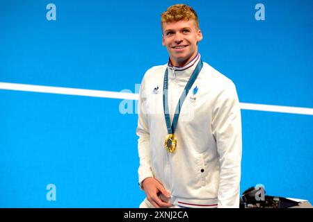 leon Marchand (France) jeux olympiques chempion pendant la natation - finale de médaillé individuelle du 400 m hommes, Jeux Olympiques Paris 2024 à Paris, France, juillet 28 2024 Banque D'Images