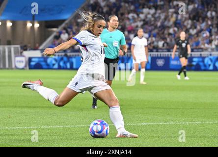 Decines Charpieu, France. 31 juillet 2024. Delphine Cascarino (France), Football, Groupe féminin A entre la Nouvelle-Zélande et la France lors des Jeux Olympiques de Paris 2024 le 31 juillet 2024 au stade Groupama de Decines-Charpieu près de Lyon - photo Frédéric Chambert/Panoramic/DPPI Media Credit : DPPI Media/Alamy Live News Banque D'Images