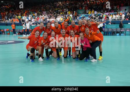 Paris, France. 01 août 2024. PARIS, FRANCE - 1er AOÛT : joueurs des pays-Bas lors du match Handball - Jeux Olympiques Paris 2024 entre les pays-Bas et le Brésil le jour 6 à South Paris Arena le 1er août 2024 à Paris, France. (Photo de Henk Seppen/Orange Pictures) crédit : Orange pics BV/Alamy Live News Banque D'Images