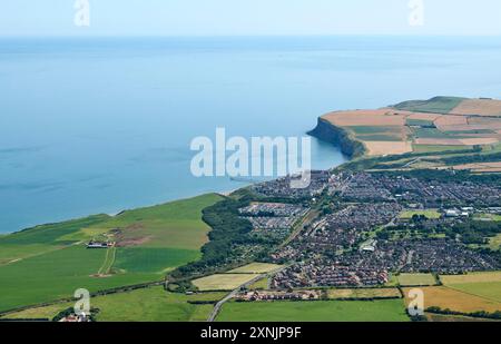 Un tir par drone de Saltburn by the Sea, Teeside, Angleterre du Nord-est, Royaume-Uni Banque D'Images