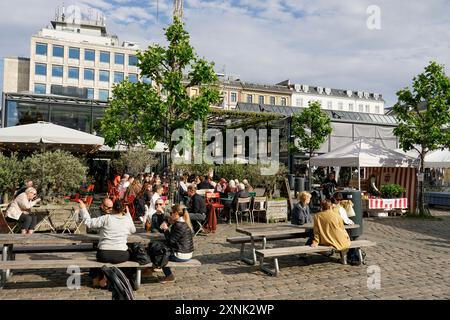 Markthalle Torvehallerne mit Streetfood und Spezialitäten, Strassencafe, Stadtteil Nørrebro, Norrebro, Kopenhagen, Dänemark, Europe Banque D'Images