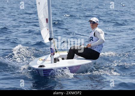 Marseille, France. 01 août 2024. Jeu olympique Paris 2024, finale skiff, Marseille, France le 2024 août. Photo de Patrick Aventurier/ABACAPRESS. COM Credit : Abaca Press/Alamy Live News Banque D'Images