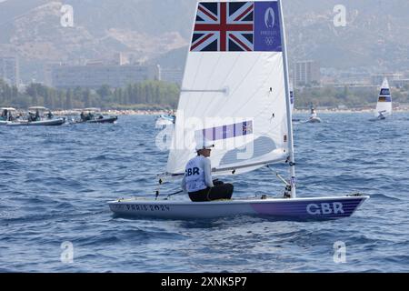 Marseille, France. 01 août 2024. Jeu olympique Paris 2024, finale skiff, Marseille, France le 2024 août. Photo de Patrick Aventurier/ABACAPRESS. COM Credit : Abaca Press/Alamy Live News Banque D'Images