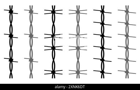 Fil métallique avec barbes et pointes pour frontière en acier, clôture de prison et barrière militaire. Illustration de Vecteur