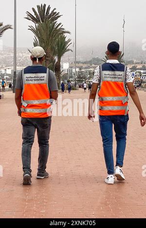 Agadir, Maroc. 1er août 2024. Renforcement de la sécurité dans les zones touristiques d'Agadir, au Maroc. Crédit : Nidpor/Alamy Live News Banque D'Images