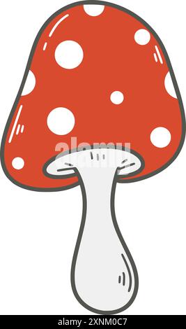 Mouche agarique isolé sur fond blanc. Champignon toxique rouge avec des points blancs clip art, graphiques vectoriels Illustration de Vecteur