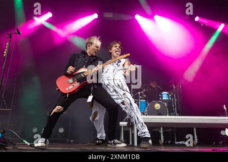 Fredrikstad, Norvège. 26 juillet 2024. Le groupe norvégien de metalcore Storm donne un concert live lors du festival norvégien Maanefestivalen 2024 à Fredrikstad. Banque D'Images