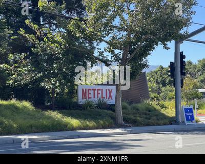 Los Gatos, États-Unis. 22 juin 2024. Signature avec logo au siège de Netflix dans la Silicon Valley, Los Gatos, Californie, 22 juin 2024. (Photo Smith Collection/Gado/Sipa USA) crédit : Sipa USA/Alamy Live News Banque D'Images