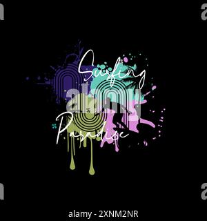 Motif coloré Splatter Surfing Paradise Illustration de Vecteur