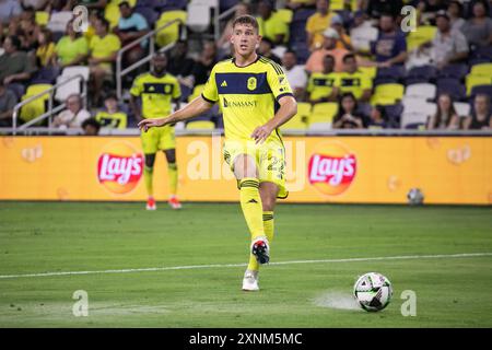Nashville, États-Unis. 31 juillet 2024. Josh Bauer, défenseur de Nashville SC (22 ans). Mazatlán le FC bat Nashville SC 2-0 dans un match de la Coupe des ligues au Geodis Park à Nashville, Tennessee, le 31 juillet 2024. (Photo de Kindell Buchanan/Sipa USA) crédit : Sipa USA/Alamy Live News Banque D'Images