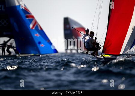 MARSEILLE - les marins Bart Lambriex et Floris van de Werken en action lors des 49e médailles aux Jeux Olympiques. ANP SANDER KONING Credit : ANP/Alamy Live News Banque D'Images