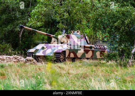 Panzerkampfwagen V Panther (abrégé PzKpfw V) char moyen allemand de la seconde Guerre mondiale se dresse parmi les arbres. Banque D'Images